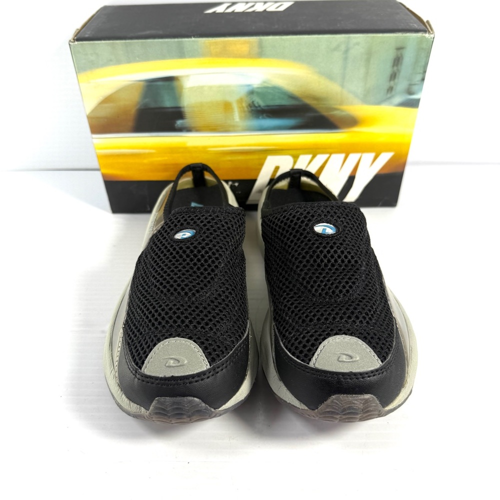 DKNY Women's Black and Gray Mesh Mule Sneakers